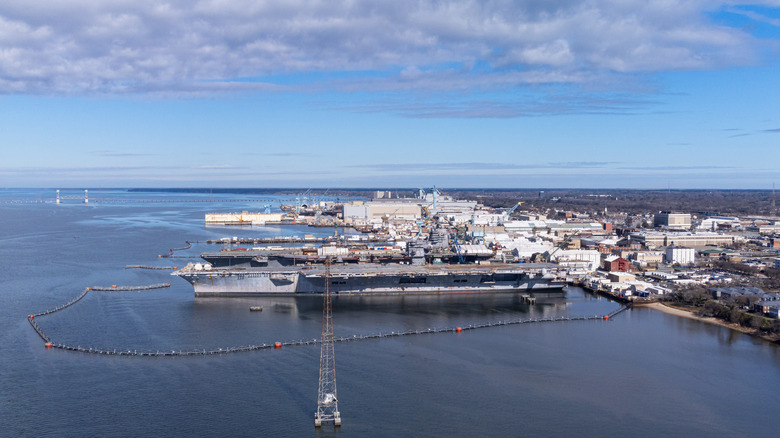 The Newport News Shipyard in Virginia seen from above