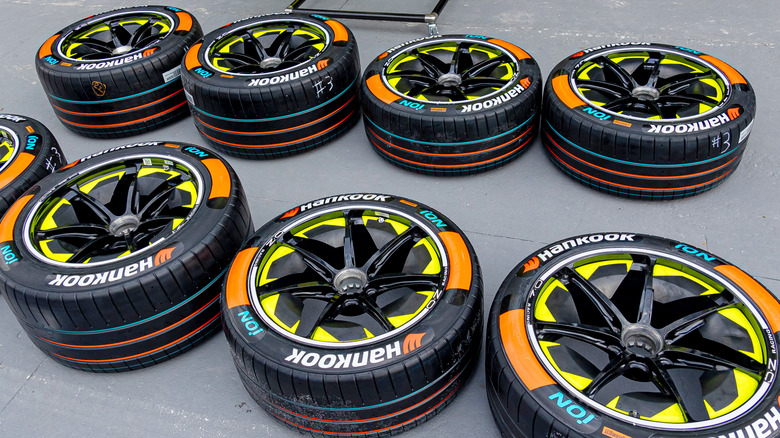 Several Hankook tires in the pit lane at Sao Paulo Street Circuit