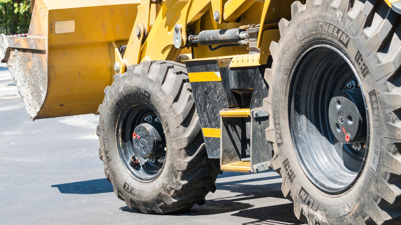 Michelin tires on heavy bulldozer