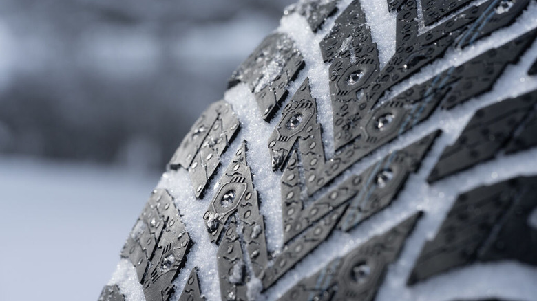 Close up of studded Nokia Tyres