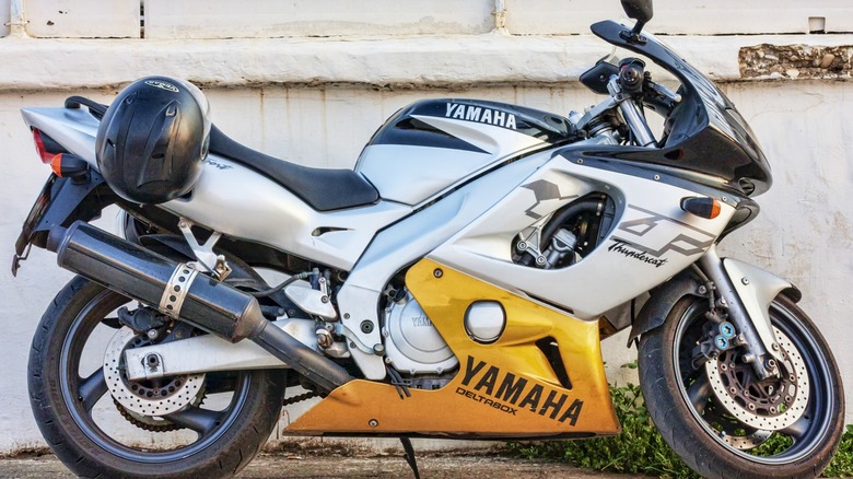 Silver Sportbike with yellow cowl