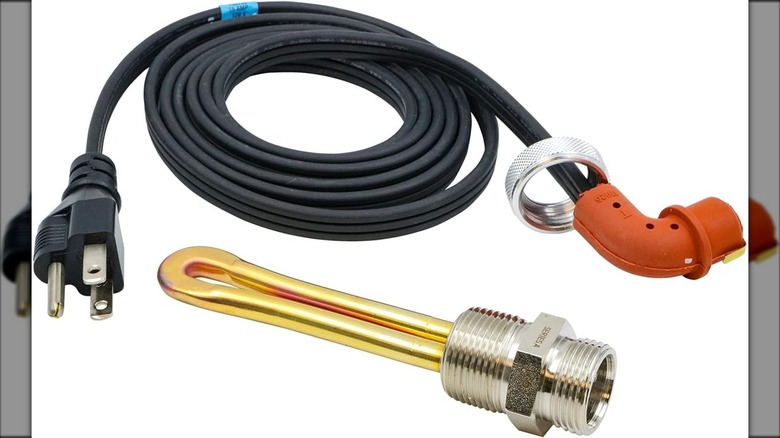 A new 7.3 Power Stroke block heater element and power cord.