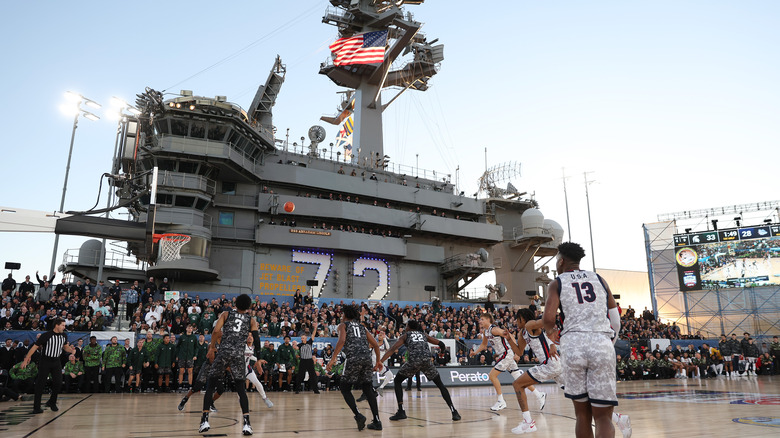 basketball game on flight deck of the USS Abraham Lincoln