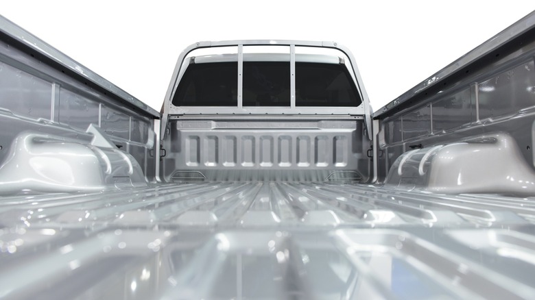 Looking into a pickup bed