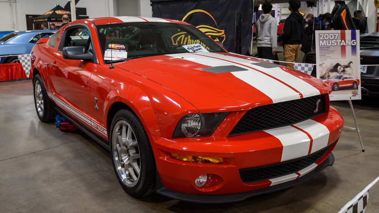 2007 Ford Shelby Mustang GT500 on display at indoor car show