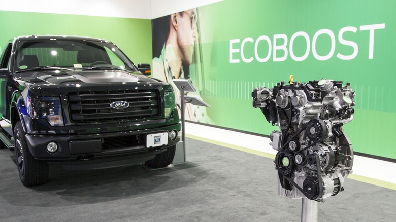 Ford F-150 on display with an EcoBoost engine