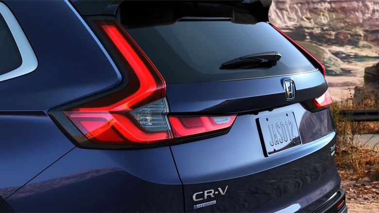 Rear end of blue Honda CR-V