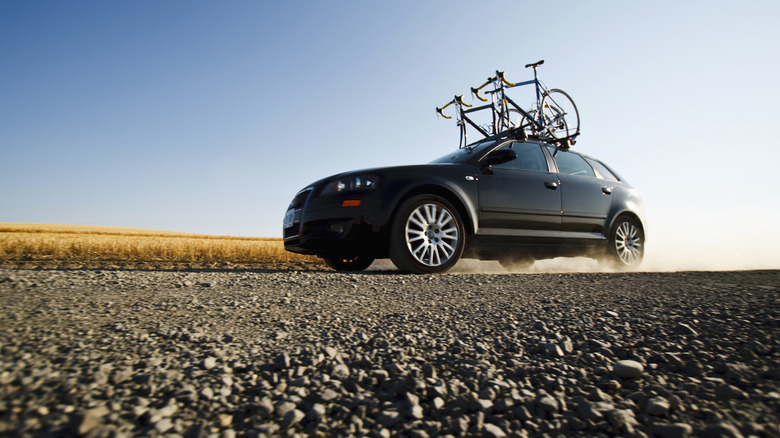 car on gravel road