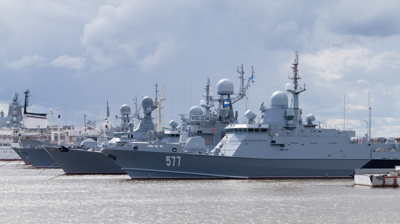 Russian navy moored in the Baltic