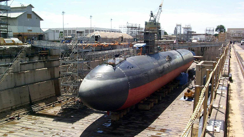 Submarine in drydock