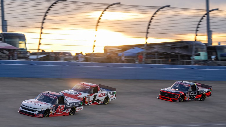 Trucks in Nascar race