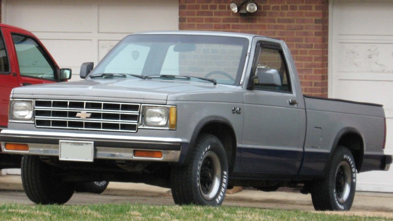 Silver Chevy S-10 pickup parked in driveway