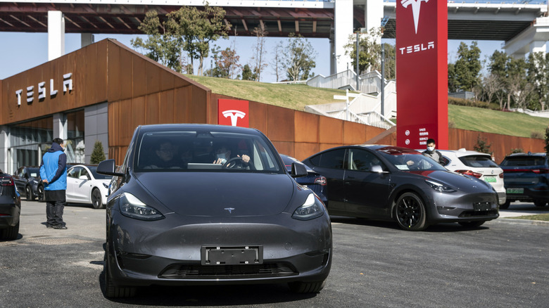 A Tesla Model Y car.