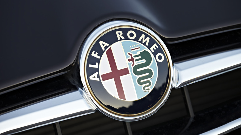 The badge of Italian car manufacturer Alfa Romeo.