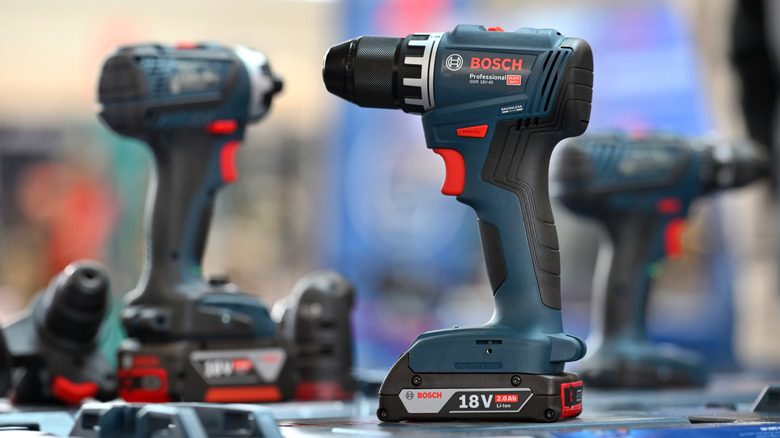 bosch power tools on shelf