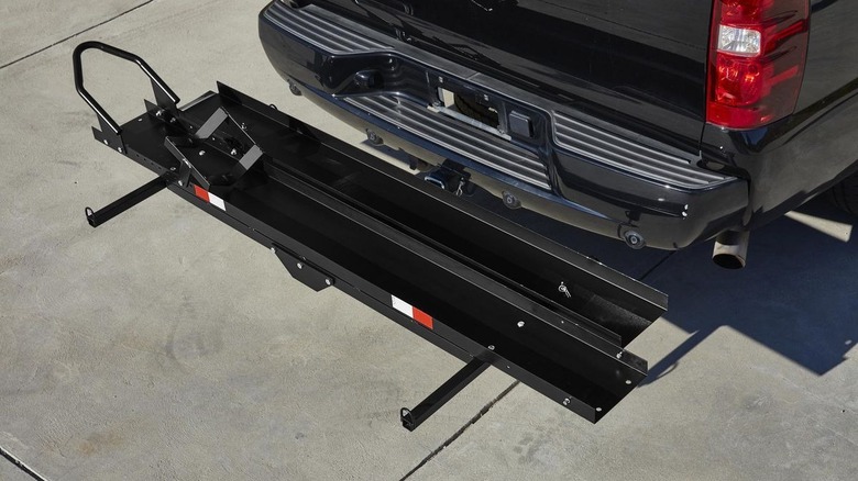 Haul-Master 600 lb Motorcycle Carrier mounted on truck