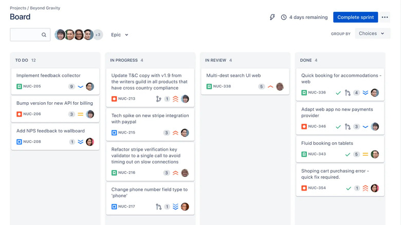 Jira Software Scrum board