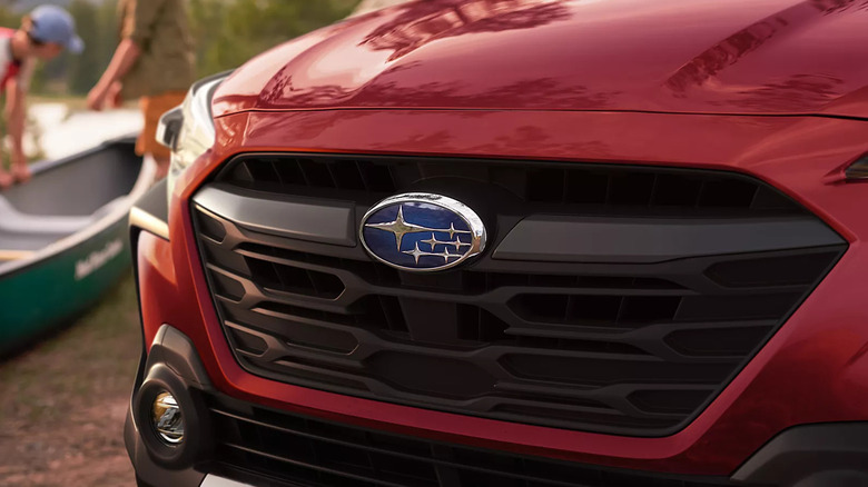 Subaru Outback logo badge closeup