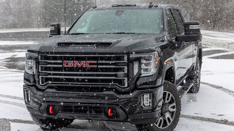 Large GMC truck in the snow