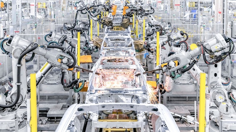 Cars being made at Volvo Luqiao manufacturing plant