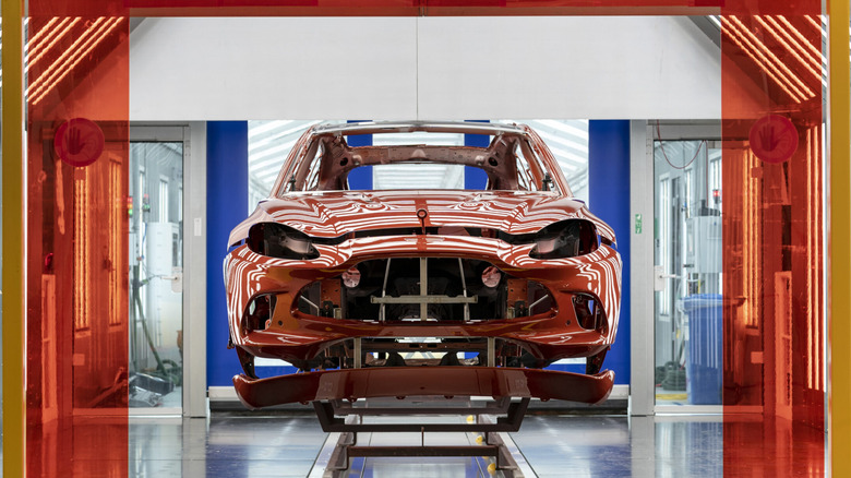 Front view of Aston Martin DBX707 on St Athan assembly line