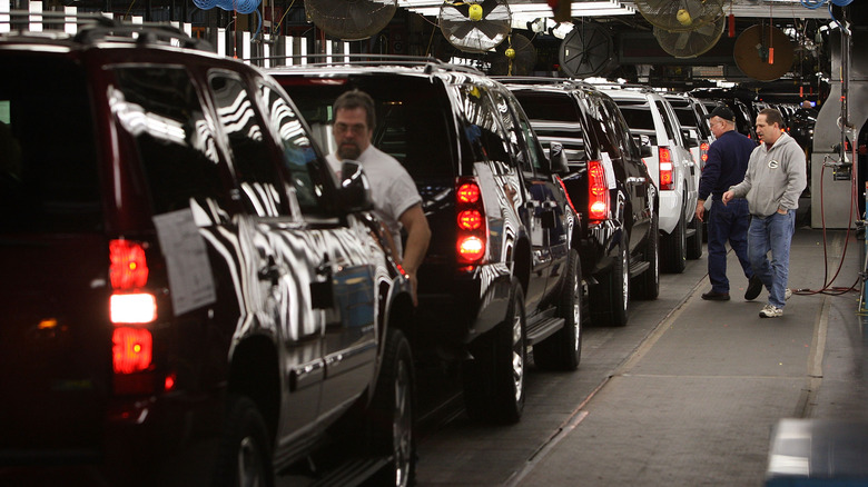 Workers at a General Motors Assembly