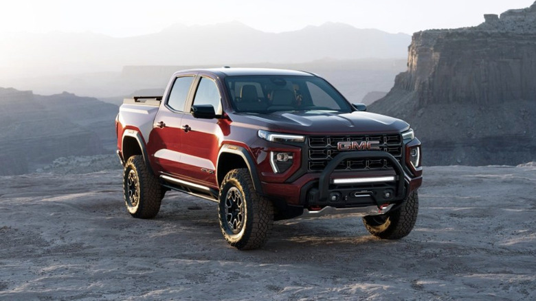 2023 GMC Canyon sitting in front of a canyon