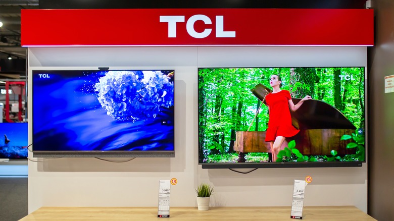 TCL television units on display at a physical store