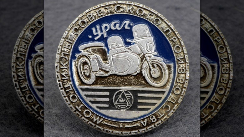 1970 metal badge "Soviet-made motorcycles: Ural"