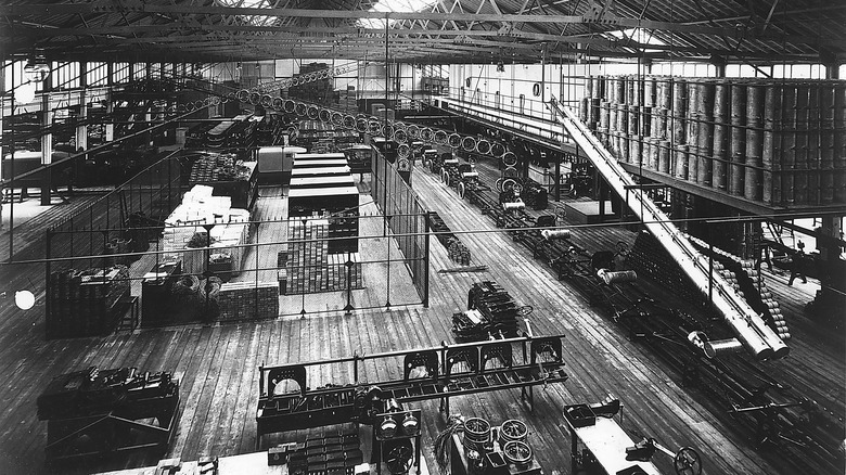 A Ford assembly line in the company's early days