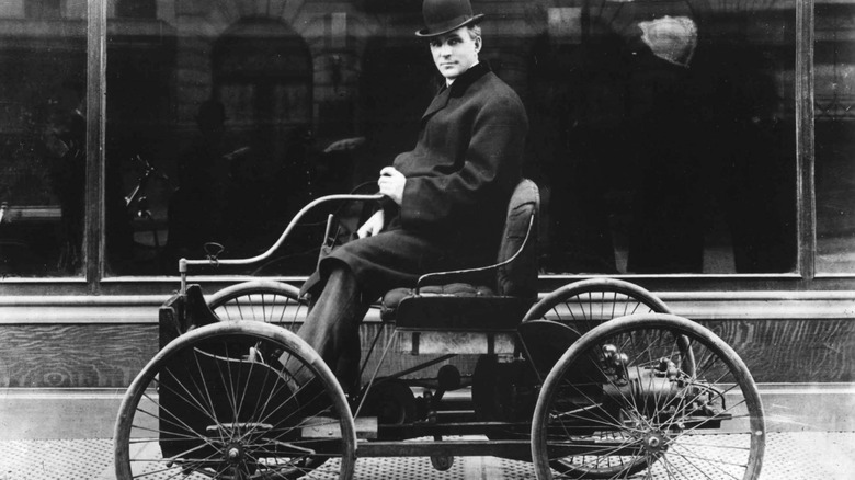 Henry Ford on the Quadricycle he invented