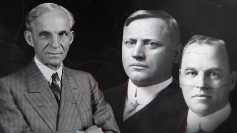 Image of Henry Ford (left) and the Dodge brothers (right)