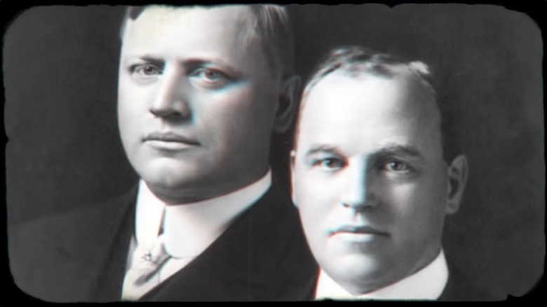 Black and white portrait of the Dodge brothers (John on the left and Horace on the right).