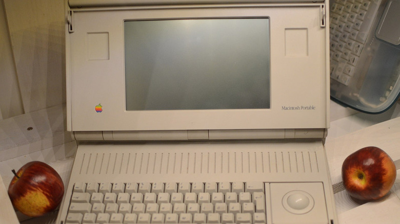 Macintosh Portable with apples