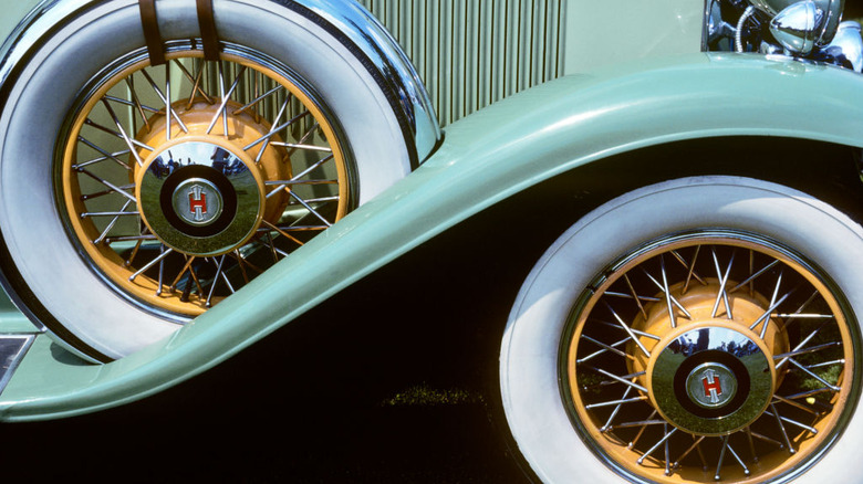 Whitewall tires on antique car