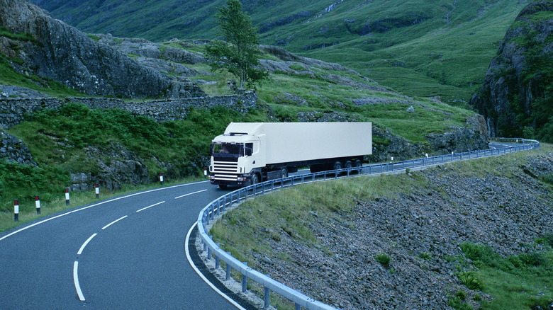 Semi-truck driving on the highway