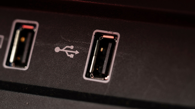 A black USB port in car