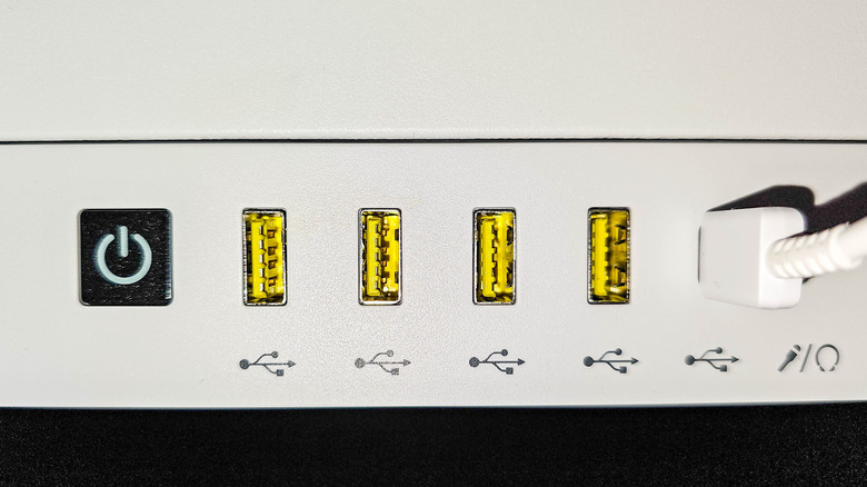 Yellow USB ports on desktop computer