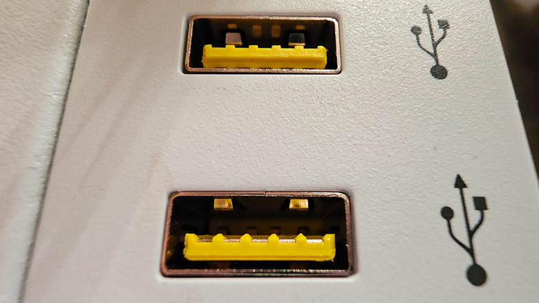 Yellow USB ports on desktop computer