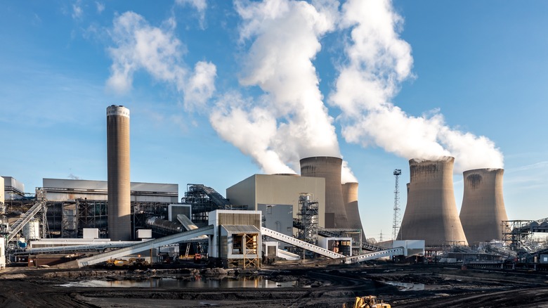 steam venting from nuclear plant