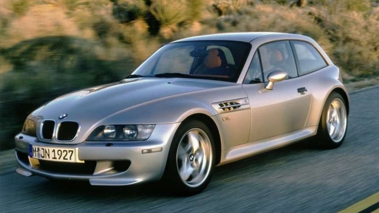 BMW Z3M Coupe driving fast on a road