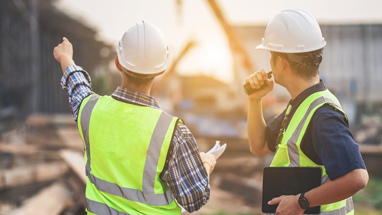 Civil engineers at worksite