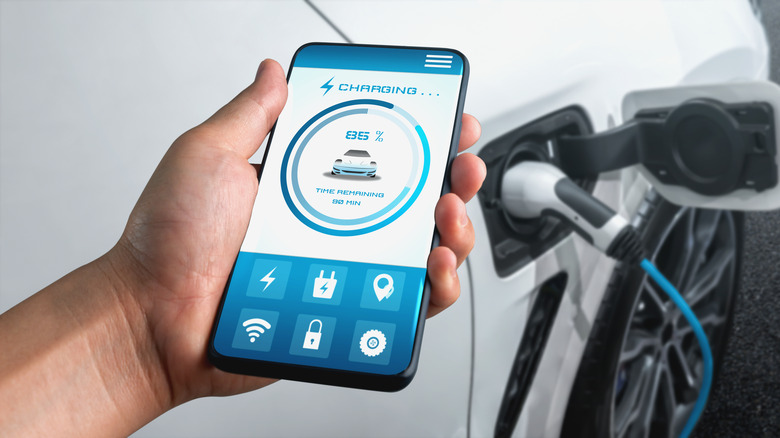 EV charging station app in smartphone 