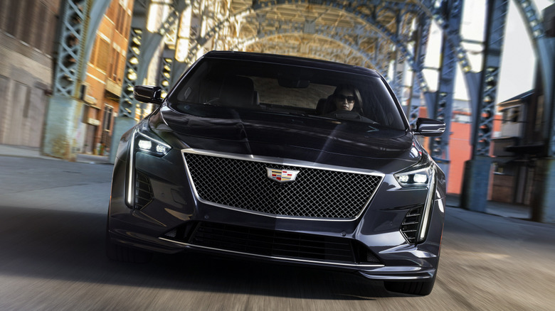 A 2019-20 Cadillac CT6-V with a driver behind the wheel.