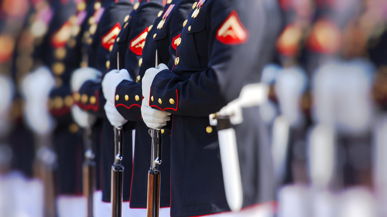 Dress uniform Marines in formation