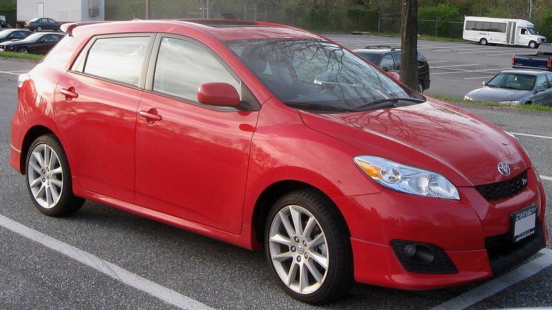 Red Toyota Matrix in parking lot