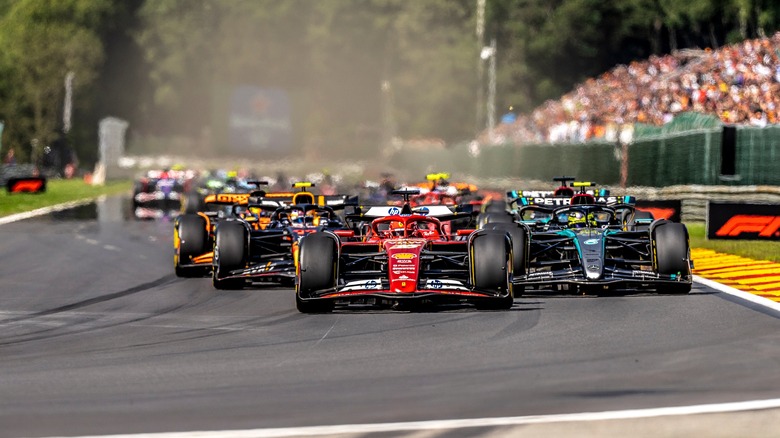 Formula 1 cars on track