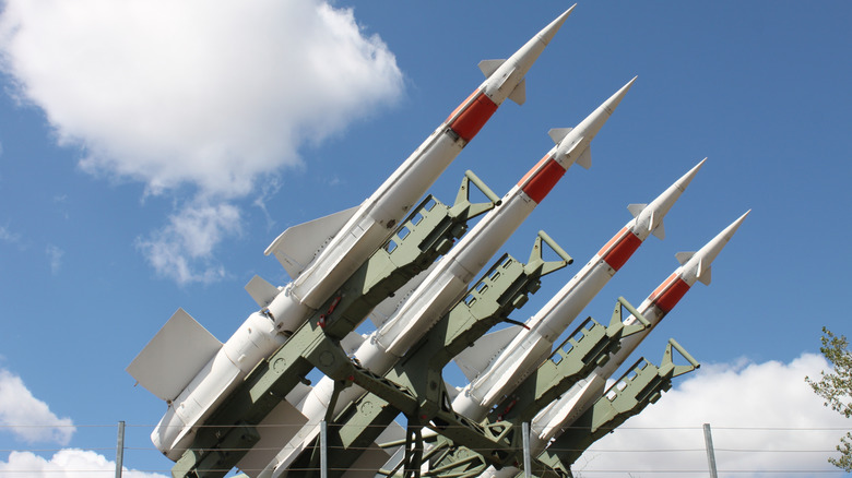 Surface-to-air missiles ready to fire.