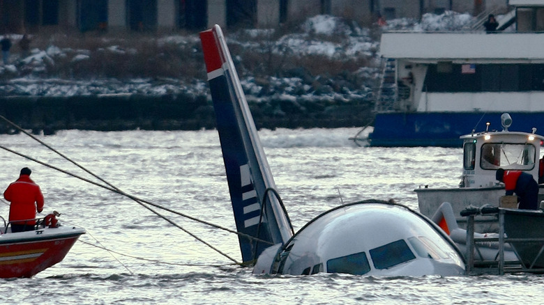 Airplane floating in water