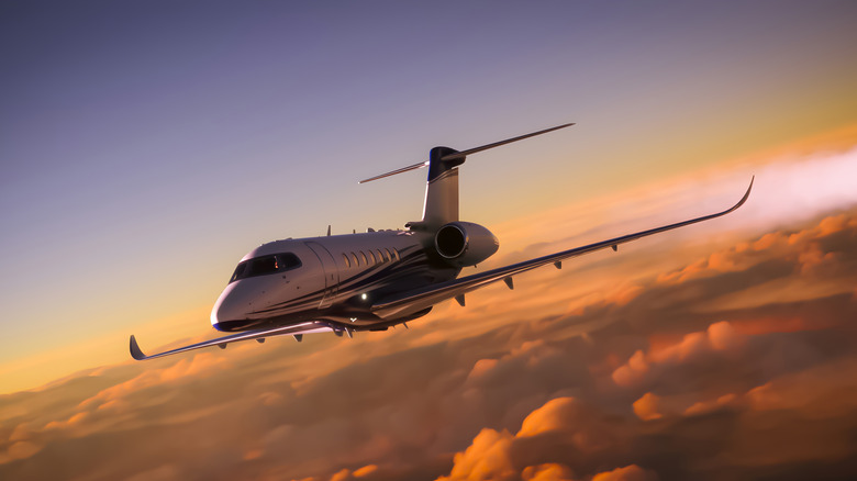 A flying private jet